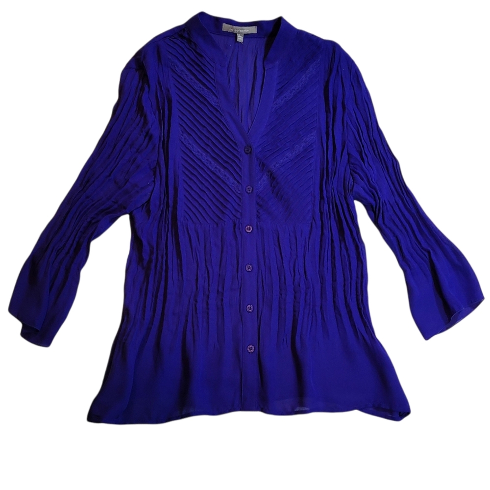 NY Collection Blue Blouse Size Large